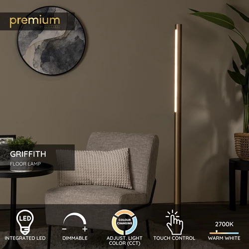 Lucide GRIFFITH - Floor lamp - Ø 21 cm - LED Dim. - CCT - 1x18W 2700K/4000K - Bronze | Premium - USP